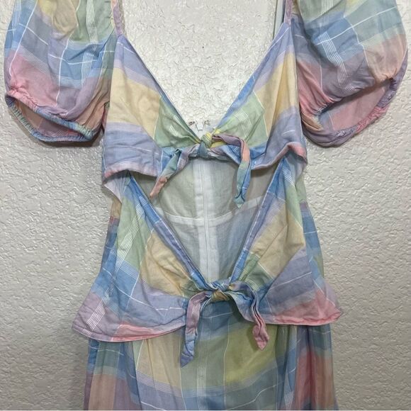 Lovers + Friends Corbin Mini Dress Open Stomach Bow Pastel Barbiecore Size S - Picture 7 of 15